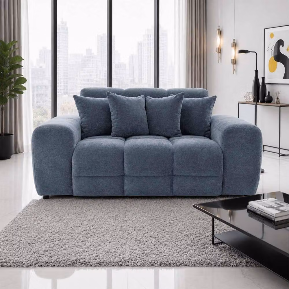 Furnishings For Less UK Jenson Grey 2 Seater Plush Velvet Sofa with Deep Seats and Scatter Cushions W/D/H: 175 x 105 x 90 cm – 4