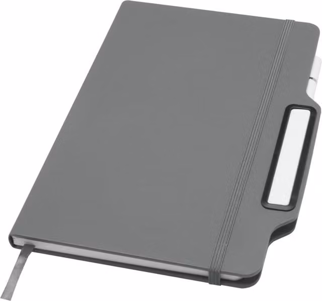 Generic A5 Lined Hardcover Notebook Set in Grey with Bookmark and Elastic Closure