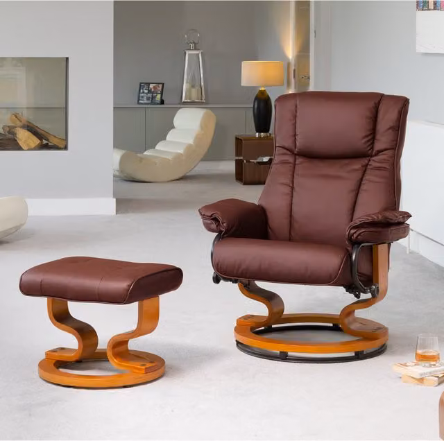 Artemis Home Calhoun Swivel Recliner with Massage and Heat in Burgundy – 1
