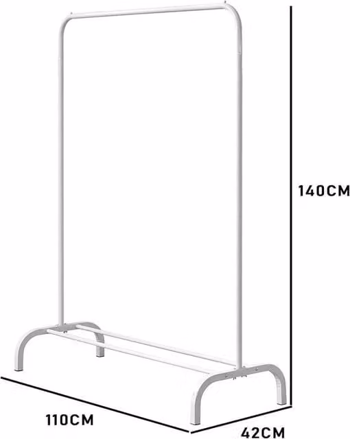 FLAVORA Heavy Duty Metal Clothes Rail Stand in Matt White, W/D/H: 50 x 50 x 140 cm – 1
