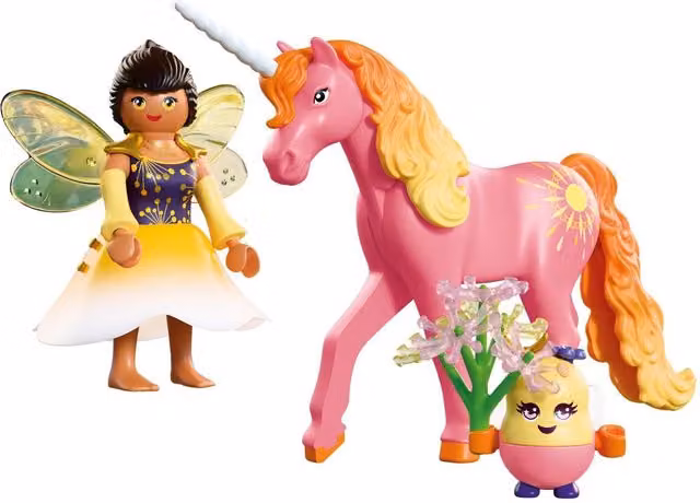 Playmobil Unicorn Morning Dew with Fairy, Yellow and Multicolour