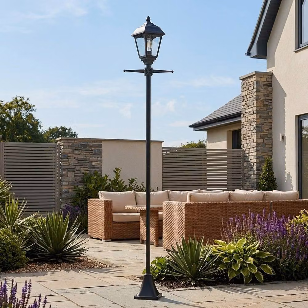 Garden Greatness Victoriana Solar LED Garden Lamp Post Light in Black – 2