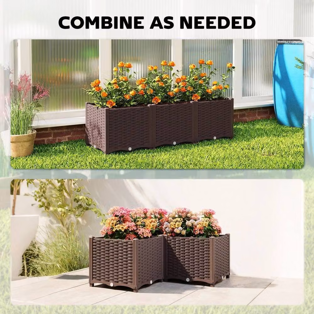 NESTLUNE Plastic Raised Garden Bed in Brown, W/D/H: 40 x 40 x 37 cm – 6