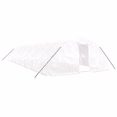 vidaXL White Steel Frame Greenhouse with 70 m² Growing Area, W: 14 m, D: 5 m, H: 2.3 m