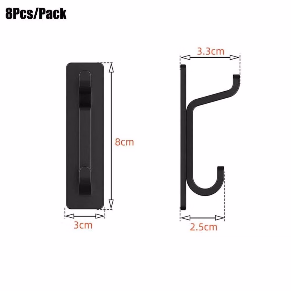 FORGEVIO Extra Strong Self Adhesive Wall Hooks, 8 Pieces, Matt Black – 2