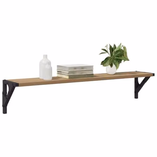 vidaXL Set of 2 Wall-Mounted Modern Shelves in Oak, W/D/H: 80 x 15 x 15.5 cm