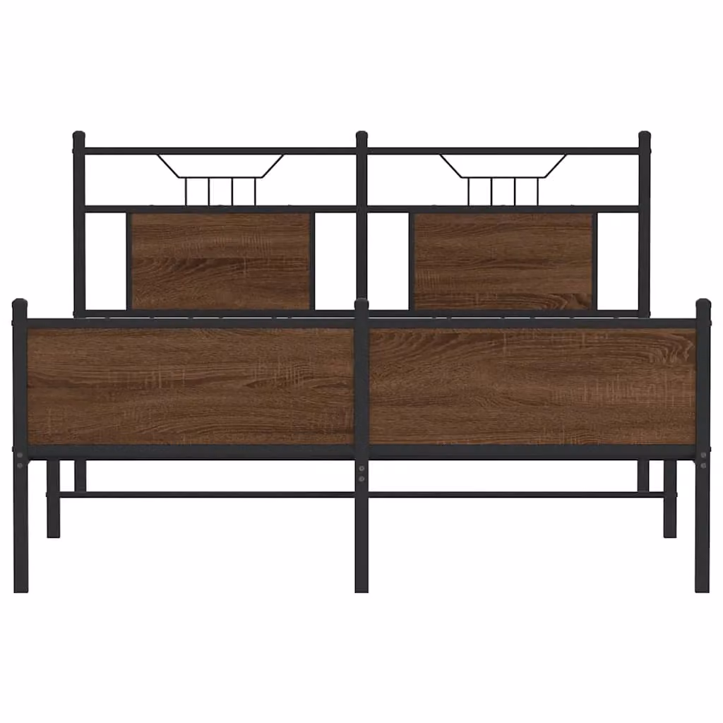 Berkfield Home King Size Bed Frame in Brown Oak, Engineered Wood, W/D/H: 150 x 200 cm – 3
