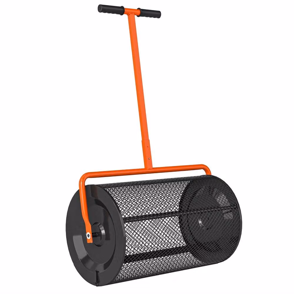 OUTSUNNY Orange Compost Spreader with Height Adjustable Handle – 2
