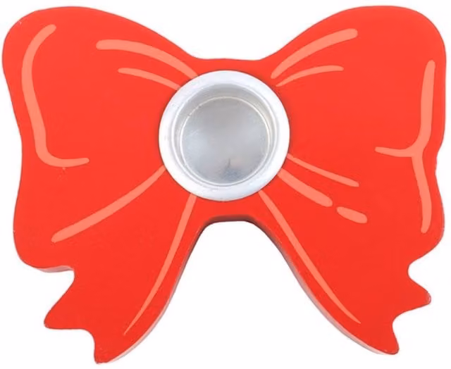KDMK Red Bow Ceramic Taper Candle Holder for Valentine's Day Tabletop Decor