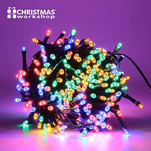 The Christmas Workshop 200 Multi-Coloured LED Chaser Fairy Lights, 13.9 Metres, 8 Light Modes for Indoor or Outdoor Use – 3