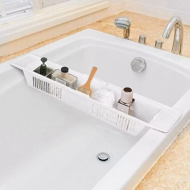 Kelvenix Portable Extendable Shower Shelf Caddy Organiser in White