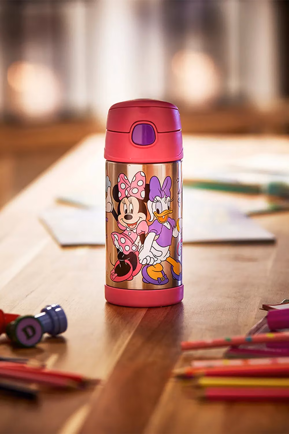 Thermos Disney Minnie Mouse and Daisy Kids Stainless Steel Vacuum Insulated Straw Bottle, Multicolour, 355ml – 3