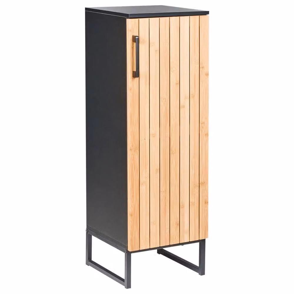 Wyld and Coco Bamboo Bathroom Cabinet with Matte Black Frame in Brown, W/D/H: 90 x 30 x 30 cm – 2