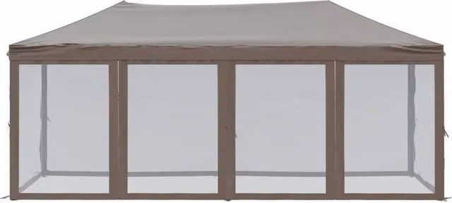 Berkfield Home Sturdy Folding Party Tent with Sidewalls in Beige, W: 6 m, D: 3 m, H: 2.44 m