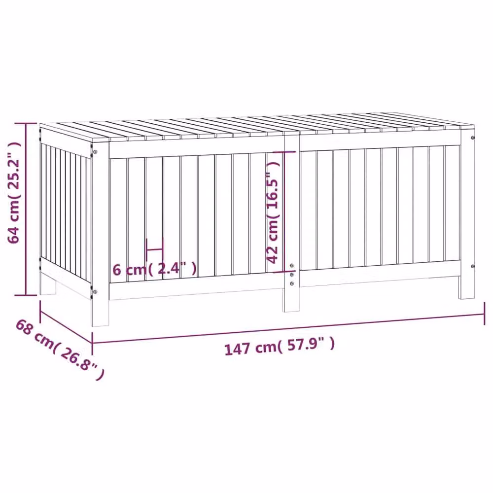 Berkfield Home Garden Storage Box in Grey Solid Pine Wood, W/D/H: 147 x 68 x 64 cm – 4