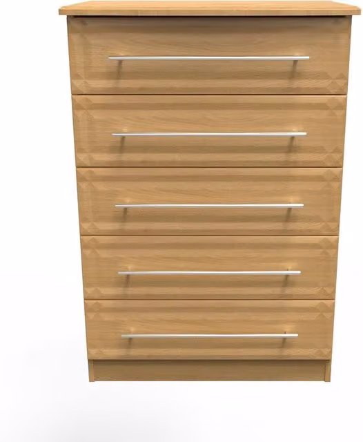 Ready Assembled 2 U Hereford 5 Drawer Chest in Light Oak