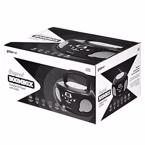 Groov-e Original Boombox Portable CD Player with Bluetooth and AM/FM Radio, Black – 2