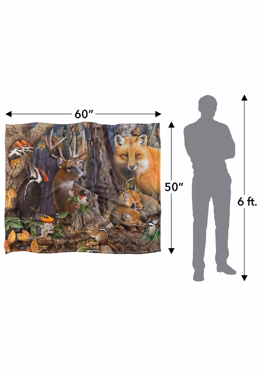 JQ Licensing Forest Animals Silky Touch Super Soft Fleece Throw Blanket, Multicolour, W: 152 cm, D: 127 cm – 4