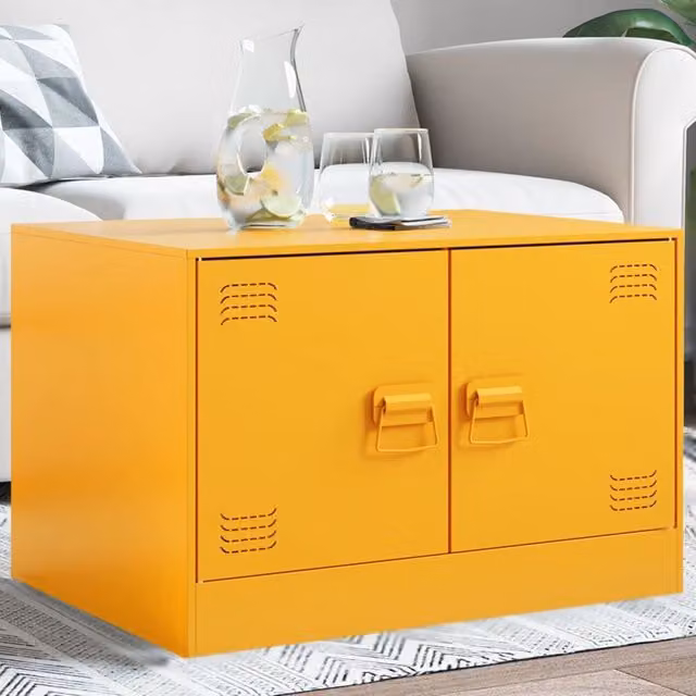 Berkfield Home Mustard Yellow Metal Coffee Table W/D/H: 67 x 50 x 44 cm – 1