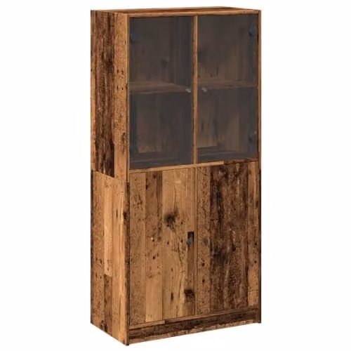 vidaXL Modern Highboard with Hinged Doors in Black and Brown, W/D/H: 68 x 37 x 142 cm – 1