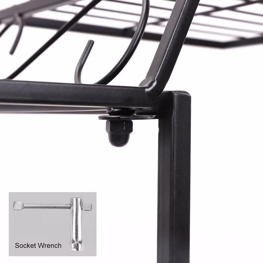 NESTLUNE 6 Tier Metal Garden Cart Stand and Flower Pot Plant Holder Display in Matt Black, W/D/H: 100 x 80 x 68.5 cm – 3