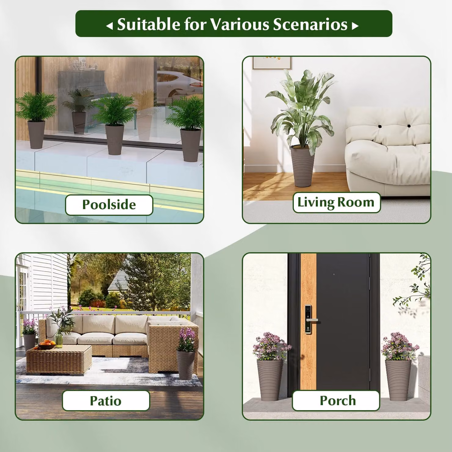 Costway Set of 2 Modern Decorative Brown Plastic Planter Pots, Height: 45 cm – 6