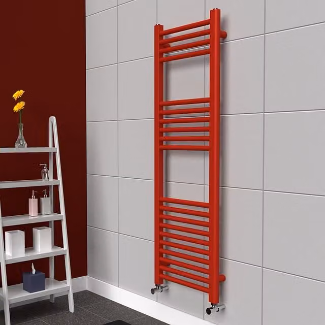 Lux Heat Coloured Steel Towel Radiator in Poppy Red, W/H: 40 x 120 cm
