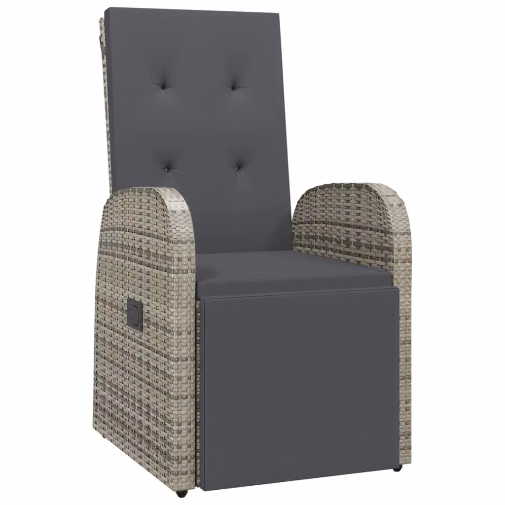 Berkfield Home Reclining Garden Chair with Cushions in Grey Poly Rattan and Steel – 2