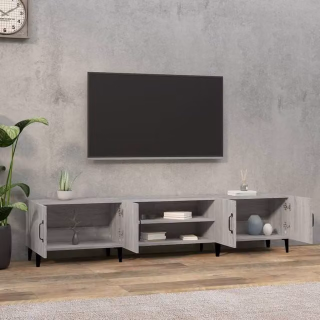 Berkfield Home Modern Grey Sonoma TV Cabinet in Engineered Wood W: 180 cm, D: 31.5 cm, H: 40 cm – 1