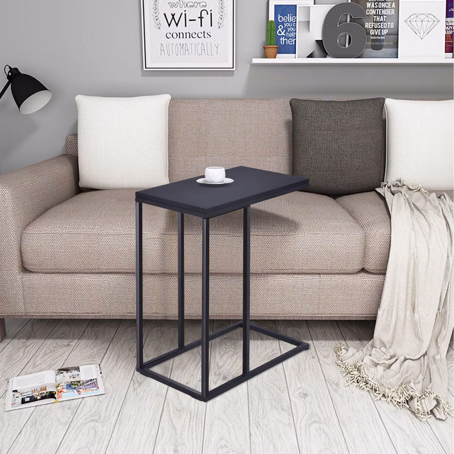 Costway Narrow Wood End Side Table in Black – 2