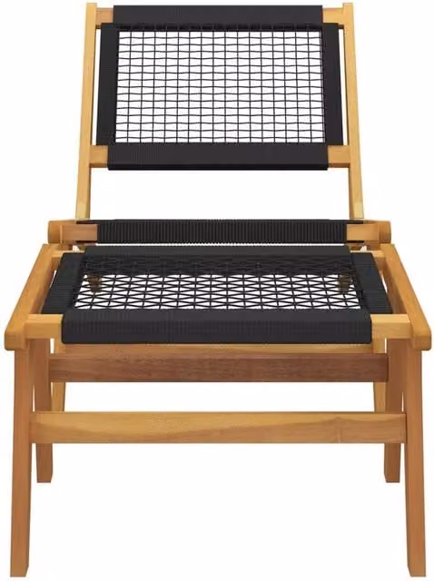 Berkfield Home Beautiful Garden Lounge Chair with Ottoman, Solid Teak Wood and UV-Resistant Polyester, Brown and Black
