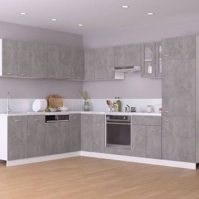 Berkfield Home Set of 2 Hanging Kitchen Cabinets in Concrete Grey, W/D/H: 50 x 31 x 60 cm – 1