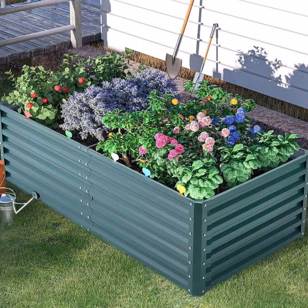Kelvenix Steel Raised Garden Bed Planter Box in Green, W/D/H: 177.8 x 90.0 x 57.0 cm – 5