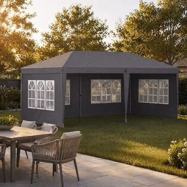 STILVORA Pop-Up Gazebo with Removable Walls, Grey, W: 600 cm, D: 300 cm, H: 270 cm
