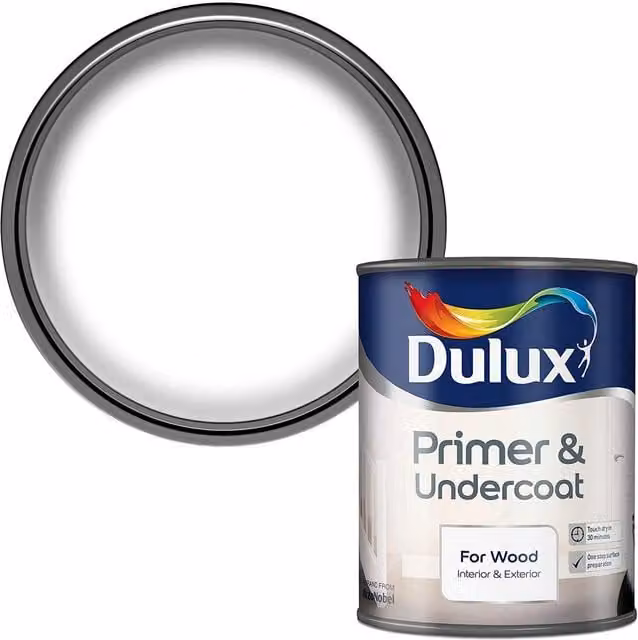 Dulux Quick Drying Wood Primer Undercoat, White, 0.75 l