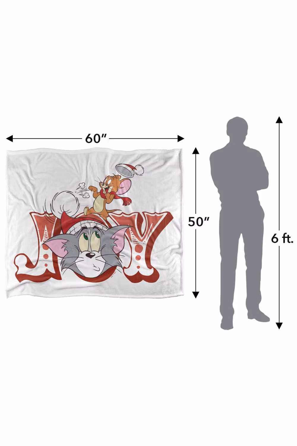 Warner Bros. Tom & Jerry Christmas Joy Super Soft Silky Touch Fluffy Throw Blanket, Extra Large, Multicolour and White – 2