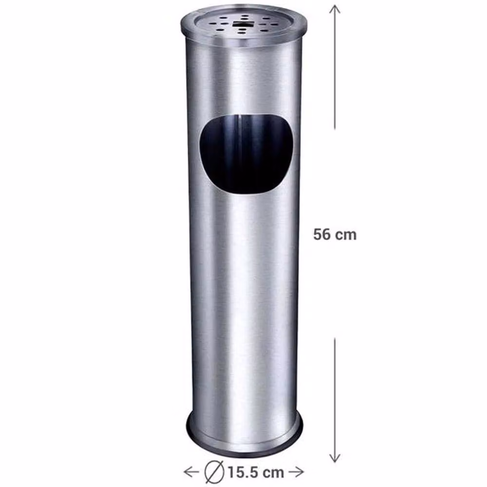 Kelvenix Taylor & Brown Free Standing Stainless Steel Outdoor Cigarette Stand and Rubbish Bin in Silver – 2