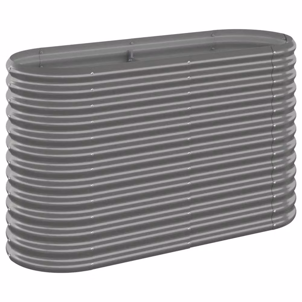 Berkfield Home Garden Grey Powder-coated Steel Raised Bed W/D/H: 114 x 40 x 68 cm – 2