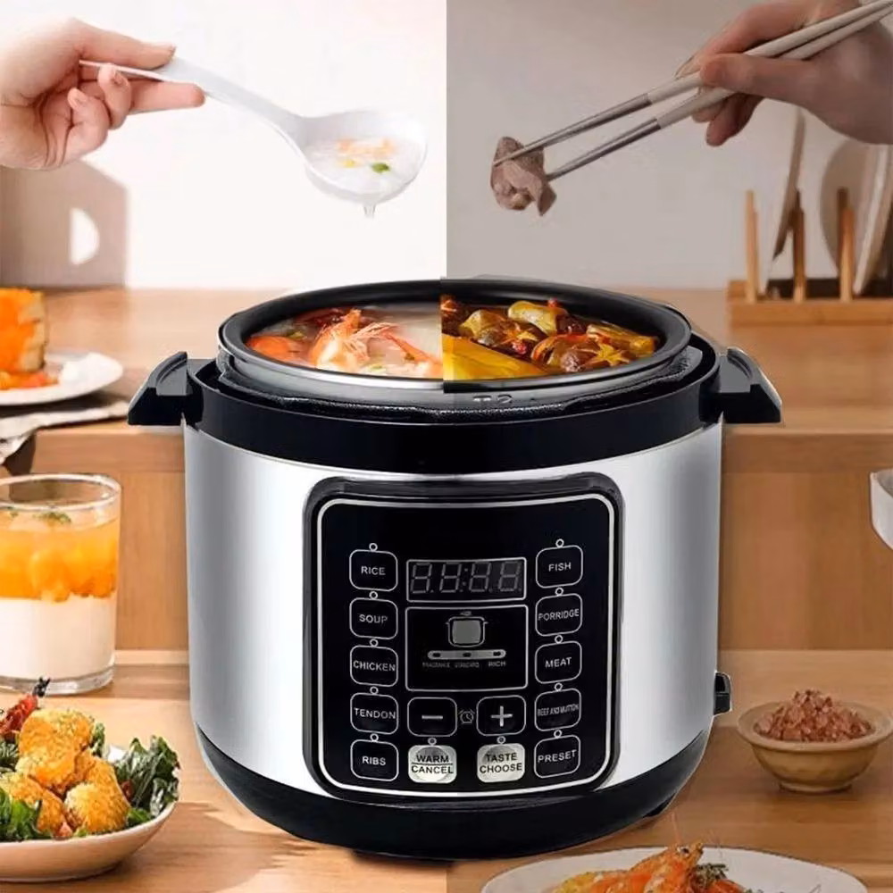 PAWNORA 6L Smart Electric Pressure Cooker in Silver with Stainless Steel Finish and Keep Warm Function – 3