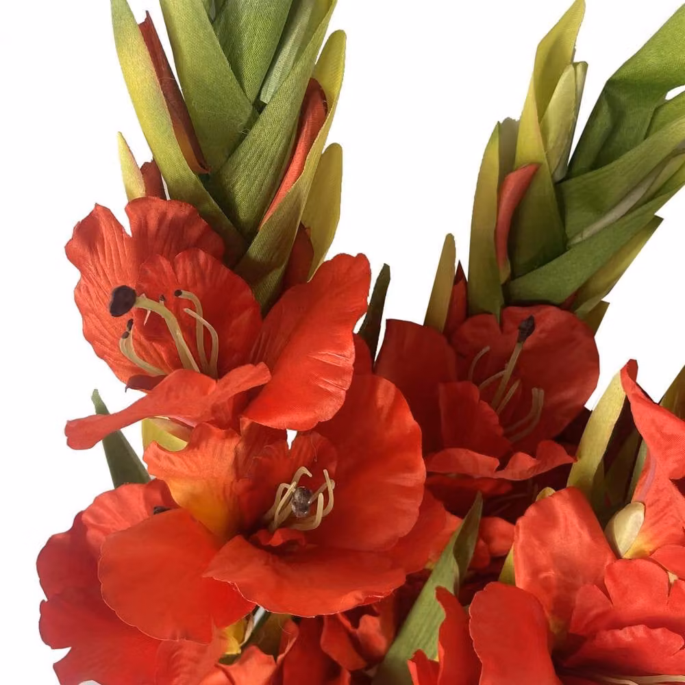 Leaf UK Set of 6 Artificial Orange and Red Gladioli Stems, Height: 115 cm – 1