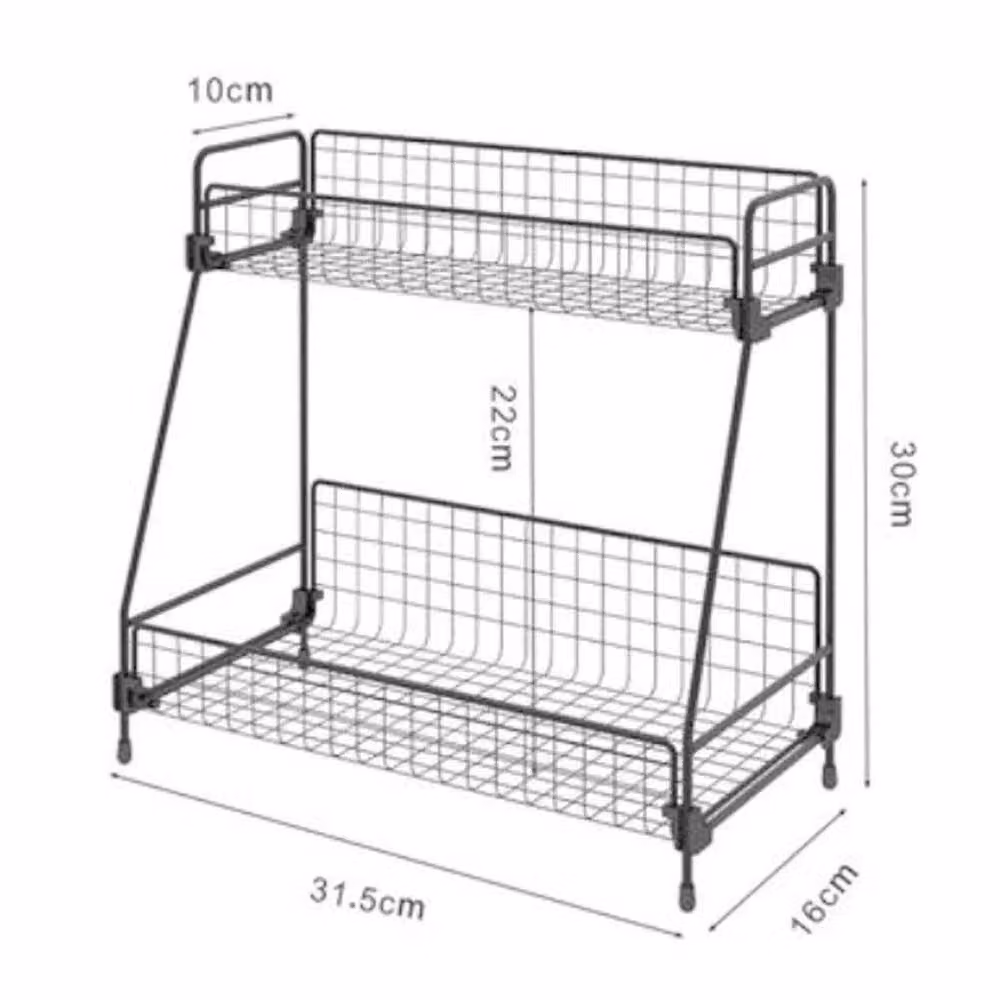 KORVIXA 2 Tier Metal Wire Tabletop Shelf in Black, W/D/H: 31.5 x 16 x 30 cm – 2