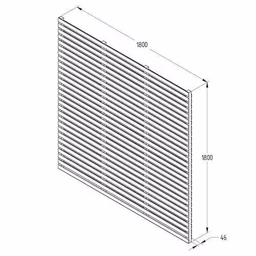 Forest Impregnated Double Slatted Wooden Fence Panel in Anthracite Grey, Pack of 3, H: 180 cm – 3