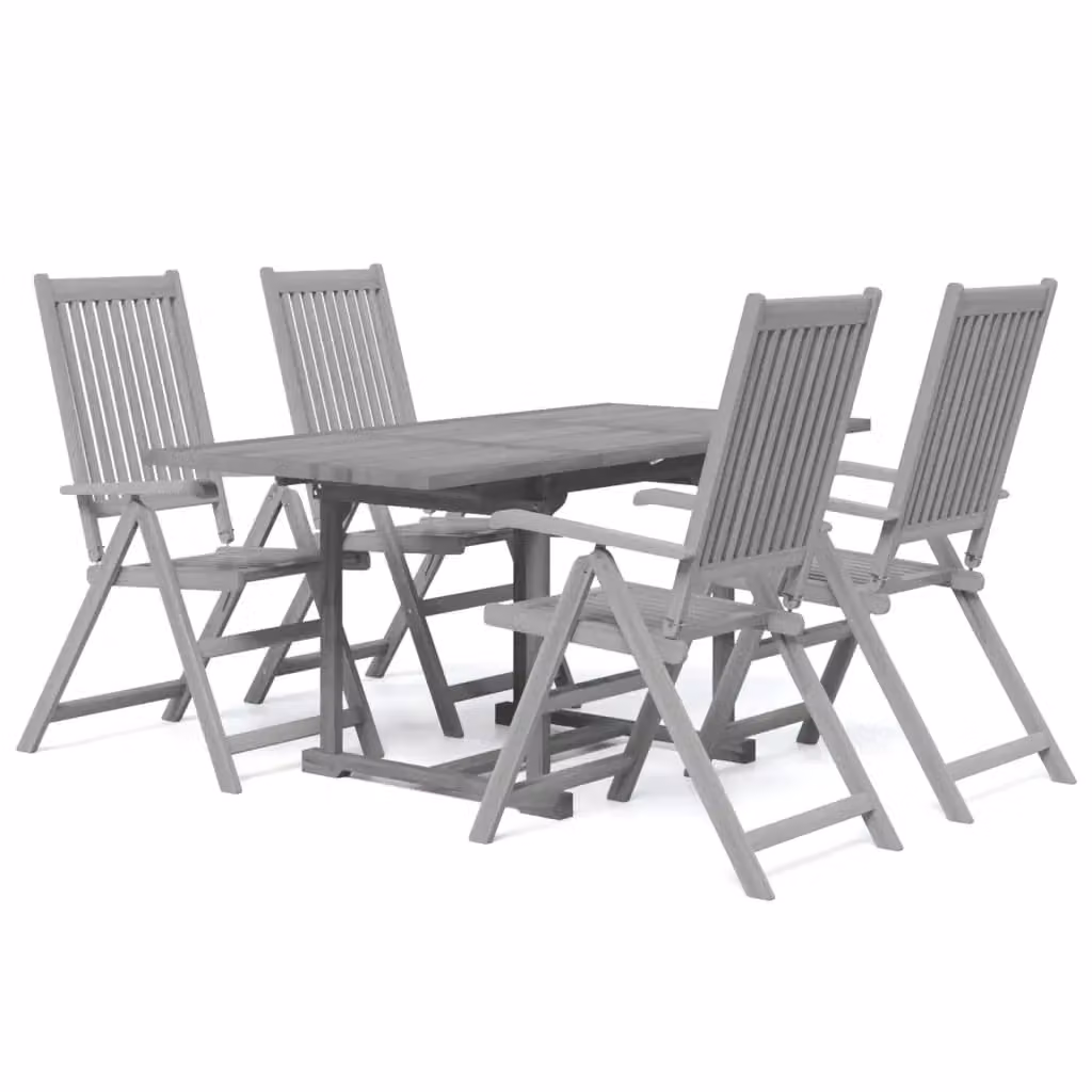 Berkfield Home 5 Piece Garden Dining Set in Grey Solid Acacia Wood – 2