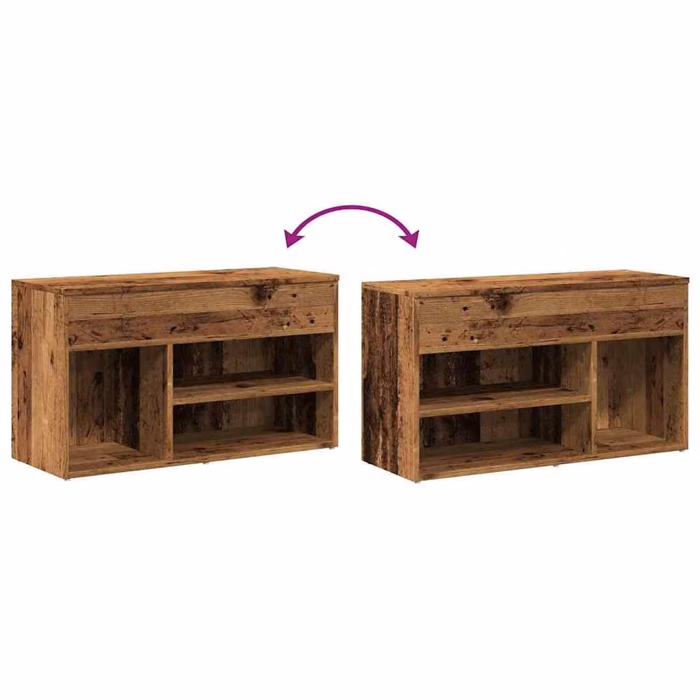 Berkfield Home Rustic Brown Shoe Bench in Engineered Wood, W/D/H: 80 x 30 x 45 cm – 5