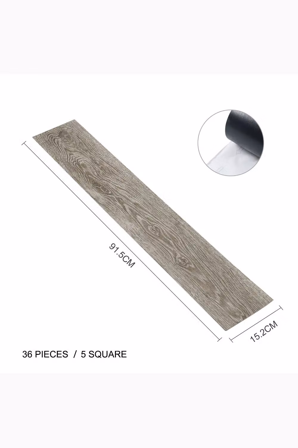 Living and Home 36-Piece Beige Self-Adhesive Waterproof Wood Grain Effect PVC Flooring, 5m2 Pack – 3