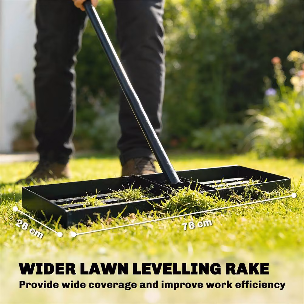 EONLION Green Metal Lawn Levelling Rake, W: 76 cm – 4