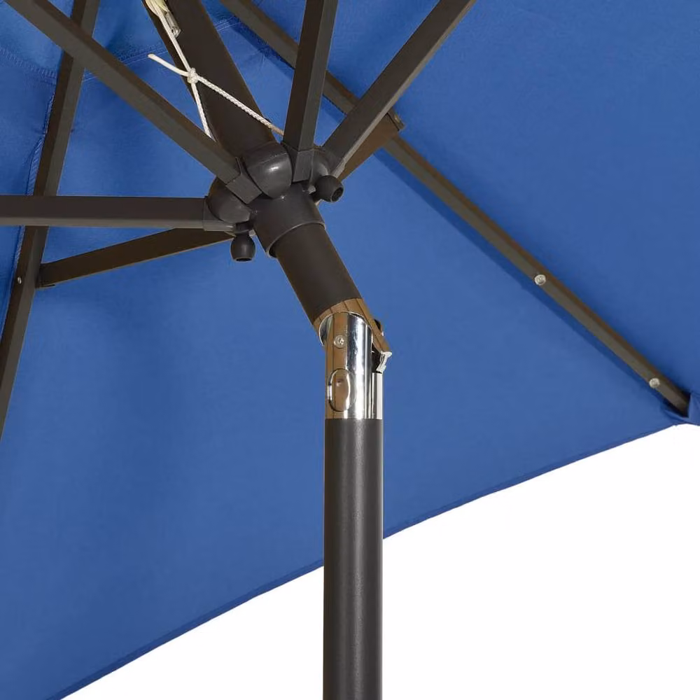 Berkfield Home Aluminium Parasol with LED Lights in Azure Blue, W: 200 cm, H: 211 cm – 3