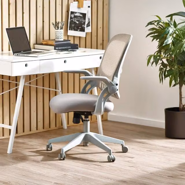 Julian Bowen Juno Ergonomic Grey Fabric Office Chair with Armrests and Castors