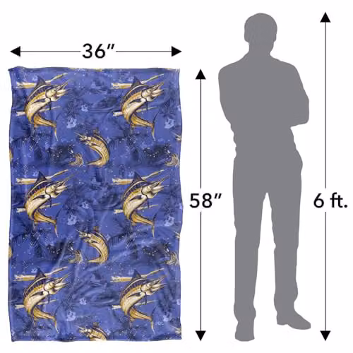 JQ Licensing Marlin Tiki Fishing Pattern 2 Super Soft Silky Touch Fleece Throw Blanket, Multicolour, W: 91 cm, D: 147 cm – 4