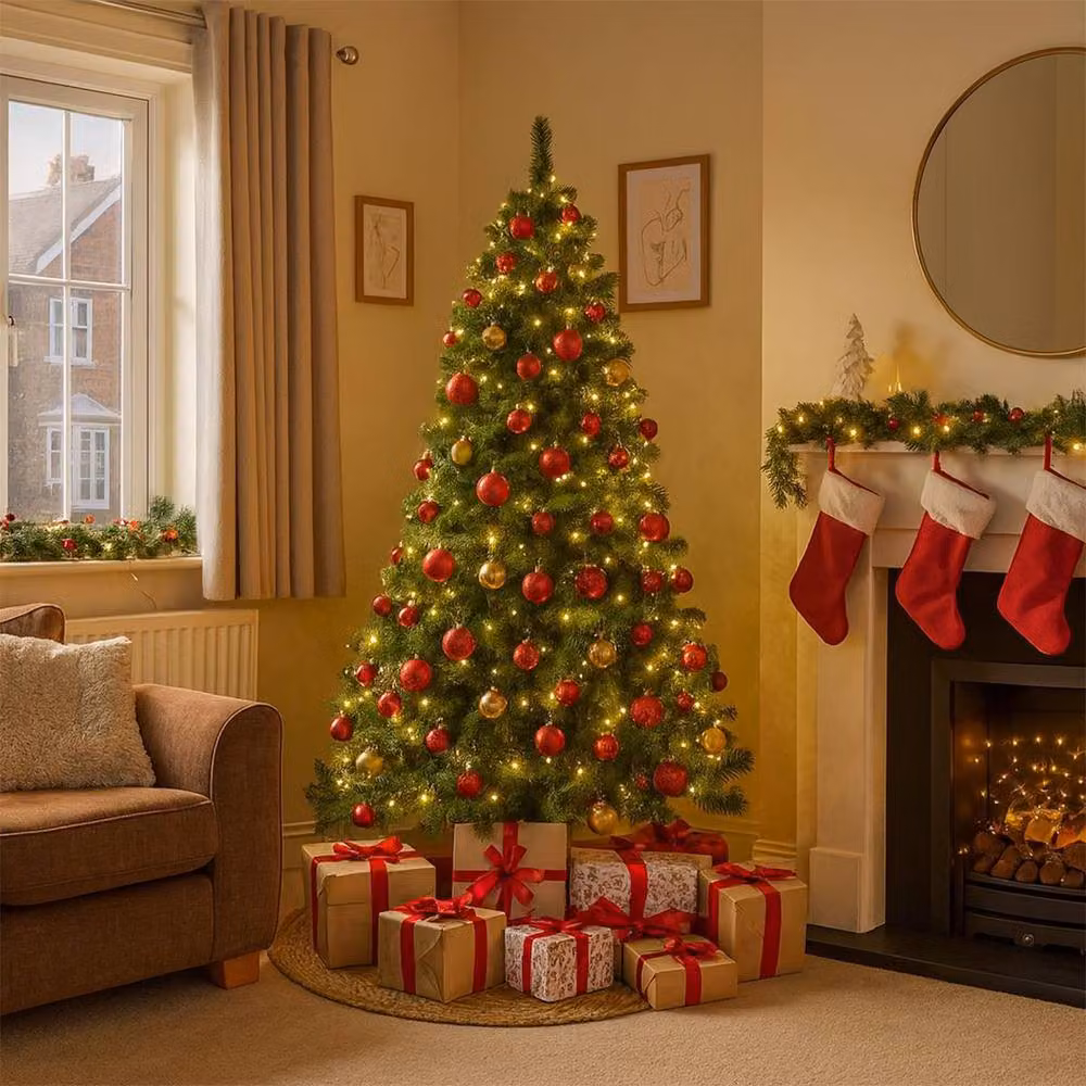House of Home Green Artificial Christmas Tree with Metal Stand, Height: 180 cm, Width: 90 cm, Depth: 90 cm – 2